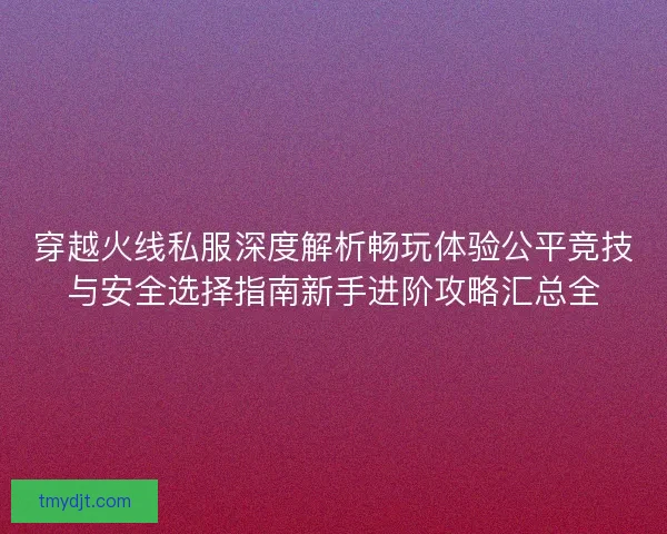 穿越火线私服深度解析畅玩体验公平竞技与安全选择指南新手进阶攻略汇总全